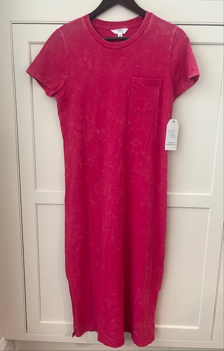 Time and Tru Midi T-Shirt Dress Sz. S pink cotton MWT